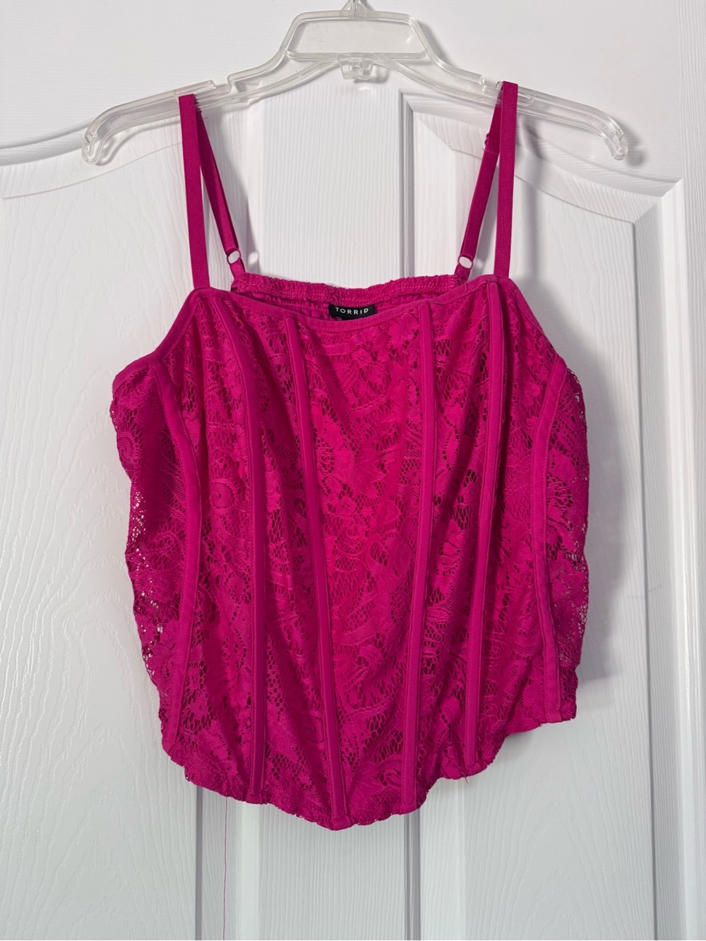 torrid Hot Pink Lace Corset Cami crop top
